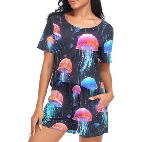 Valentine's Day Duck Pajama Sets for Women Soft Short Sleeve Sleepwear, Pjs Sets, Loungewear Set 21343105