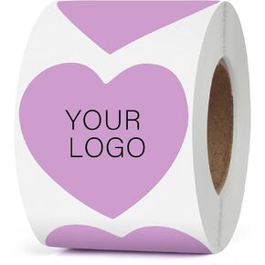 Green Heart Thermal Labels Vinyl 2 Inch Self-Adhesive Gift Stickers Roll Waterproof Printer Decals for QR Code DIY Logo Crafts Decoration 500 PCS