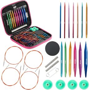 Versatile Interchangeable Circular Knitting Needles - 13 Aluminium Alloy Interchangeable Knitting Needles, 4 Durable Cables Knitting Needle Set, Perfect for Beginners & Experts Knitting Needles Set