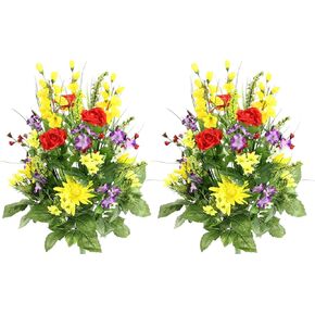 Admired By Nature 30 Stem Morning Glory & Ranunculus Spring Faux Flower Arrangement Artificial Mixed Bush, Large, Beauty Orange Yellow Kiwi