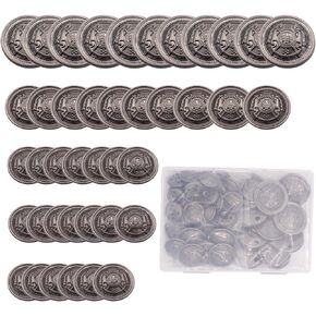 MOTING Vintage Copper Buttons - 40 Piece Set in 3 Distinct Sizes (25mm, 20mm, 15mm) - Perfect for Garment Restoration, Upholstery & Creative Projects (Black)