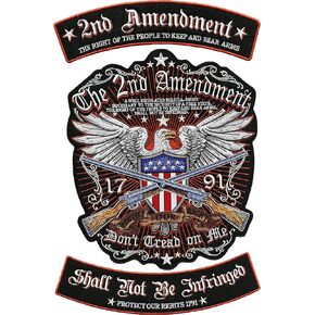 2nd Amendment Eagle Rocker Patch Set 12" | Patriotic Gun Rights Emblem Dont Tread On Me Large Embroidered Patches 3-Piece Set - by Nixon Thread Co.