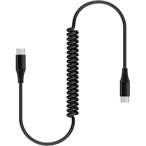 3ft Retractable USB C to C Car Charger Cable for iPhone 15 Pro Max 15 Plus, Coiled USBC to USBC Fast Charging Cord for Samsung Galaxy A54 5G A14 A13 S23 Ultra S20 S22 S10 S21 S9 Pixel 8 Pro 8 7a 7
