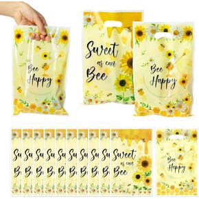 3sscha 50Pcs Spring Floral Tulip Party Favor Bags - Springtime Flower Plastic Waterproof Goodie Bag Bloom Butterfly Rectangular Gift Pack for Kids Birthday Baby Shower Decoration Party Supplies