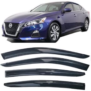 Tape-On Side Window Visor Vent Deflectors Rain Guards for for Nissan Altima 2019 2020 2021 2022 Dark Smoke 4-Piece Set