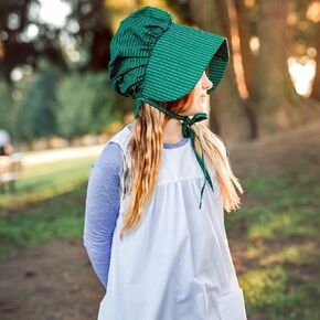 THE QUEEN'S TREASURES Little House on The Prairie Child-Size Apron & Bonnet Costume Dress Up Set (Which Matches an 18 in Doll Size Dress Compatible with American Girl)