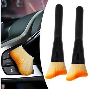 2 PCS Car Interior Cleaning Brush, 6.2" x 1.77" Air-Conditioning Outlet Seat Long-Handle Dusting Brush, Gap Dead Corner Curved Soft-bristled Cleaning Tool, Universal Beauty Brush (Yellow)