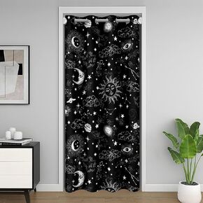 Cartoon Cat Door Curtain for Doorway Privacy,Floral Animal Moon Stars Bohemia Room Divider Curtain Cover,Galaxy Starry Sky Insulated Closet Curtain for Bedroom Closet Door,1 Panel,34x80 Inch