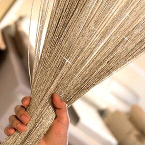 String Curtains for Door, 79x40inch Sparkle Hanging Curtain for Doorways, Door Wall Closet and Window Decoration (Silver)