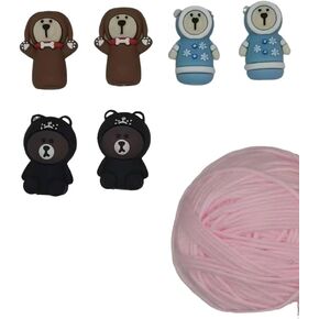 Knitting Thread Stopper, Needle core Device. Knitting Needle Stop Protector, Knitting Accessories and Supplies, Knitting Entry-Level Set (6PCs)