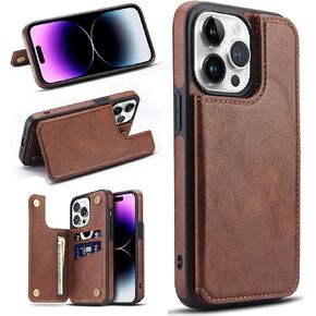Design for iPhone 14 Pro Max Wallet Case with Credit Card Holder Luxury Leather Kickstand Credit Card Slots Double Magnetic Clasp Shockproof Cover 2022 6.7 Inch (Black)
