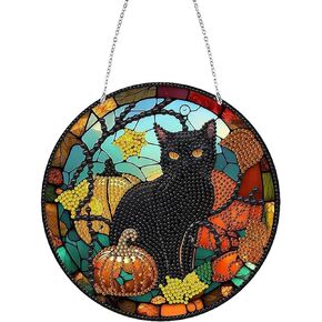 GUAOOYY Cat Diamond Painting,Diamond Painting Kits Cat,Diamond Art Suncatchers Cat Diamond Painting Kits Hanging Sign Wall Art Sign Cat Diamond Art Suncatcher