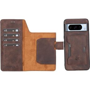 Venito Florence-Flex Leather Case Compatible with Google Pixel 8 Pro Wallet Case - Non-Magnetic Detachable Wallet Case for Pixel 8 Pro (6.7 inches) (Antique Brown)