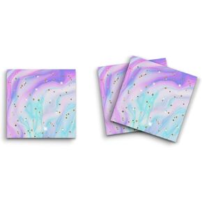 Butler in the Home Sticky Notes 3 Pack 3"x3" 50 Sheet Count Per Pad, Blue Fantasy Glitter Design, Cute Funny Memo Note Pads Stationery Journal Planner Paper