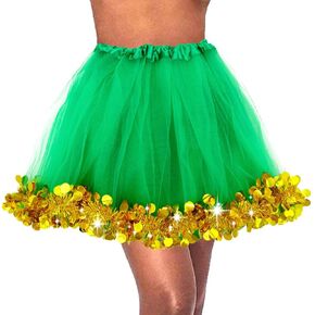 Aceorna Tutu Skirts Green Dance Skirt Glitter Sequins Ballet Skirt Costume Rave Festival Tutus for Women