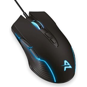 Aimzone Gaming Mouse with LED, USB Wireless Mouse for Gaming with Adjustable DPI, LED Lightning, Rechargeable Wireless Mouse, Full Compatible with Mac & Windows (Black)