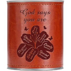 Christian Gifts Metal Pencil Pen Holder Faith Can Move Mountain Metal Pencil Pen Holder Bible Verse Faith Religious Birthday Christmas for Son Daughter (happy moments)