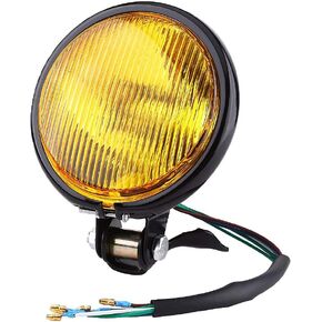 5" Round Motorcycle LED Headlight, Keenso 12V Universal Retro motorcycle headlight Front Head Lights (Amber len)