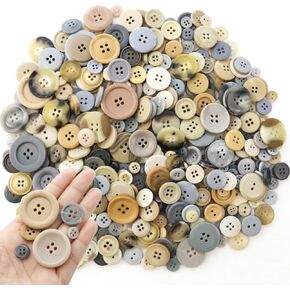 600 Pcs Resin Buttons Assortment Light Brown Buttons Gray Buttons for Crafts Tan Craft Buttons Bulk Assorted Sizes Buttons for Crafting Sewing DIY Crafts Manual Button Painting