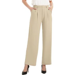 Wide Leg Casual Pants for Women High Waisted Flowy Business Work Office Trousers Trendy Loose Slacks with 2 Pockets in Saudi Arabia