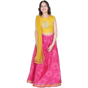 Adiva Girls Cotton Striped Lehenga choli Set