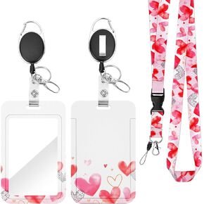 ID Badge Lanyards with Retractable Badge Reel and Swivel Belt Clip, Name Tag Breakaway Lanyard Vertical ID Card Protector Case for Women Nurse Nursing Doctor Teacher Student (Bonfire)