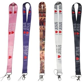 FEEL VOX New Set of 5 I Love Jesus Black Key-Chain ID Holder Lanyard