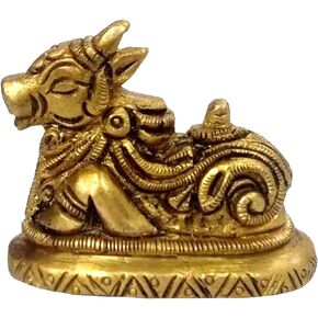 Purpledip Brass Idol Nandi, Mount of Siva & Parvathi (11846)