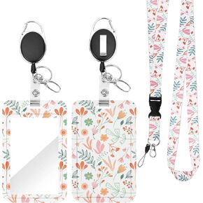 ID Badge Lanyards with Retractable Badge Reel and Swivel Belt Clip, Name Tag Breakaway Lanyard Vertical ID Card Protector Case for Women Nurse Nursing Doctor Teacher Student (Bonfire) in Saudi Arabia