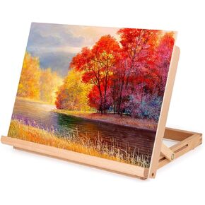 Tabletop Painting Easel, Wooden Desktop Drawing Board, 0-100°Adjustable A3 Art Easel Suitable for Oil Painting, Sketching, and Watercolor Painting