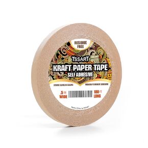 Kraft Paper Tape K49 - Self Adhesive Brown Frame Backing Tape Packing Tape with Oxidation Resistance for Picture Framing, Masking, Sealing and Packaging Use - 1inch Wide 180FT Long