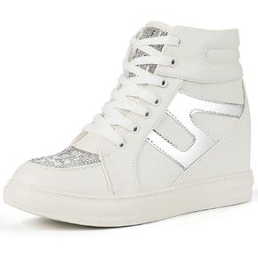 Womens Fashion Platform Shoes Hidden Wedge Heel High Top Sneakers for Women Platform Boots Working Shoes Women