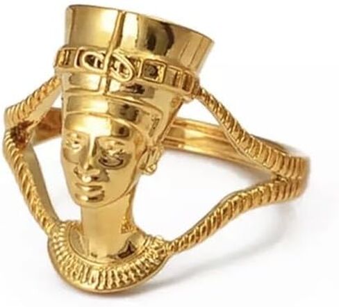African Queen Nefertiti Gold Silver Egyptian Ring Adjustable Ethnic in Saudi Arabia