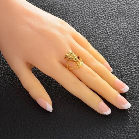 African Queen Nefertiti Gold Silver Egyptian Ring Adjustable Ethnic in Saudi Arabia