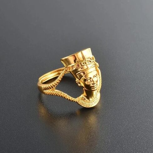 African Queen Nefertiti Gold Silver Egyptian Ring Adjustable Ethnic in Saudi Arabia