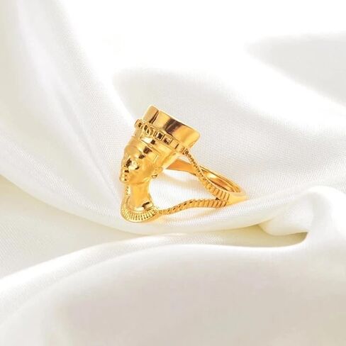 African Queen Nefertiti Gold Silver Egyptian Ring Adjustable Ethnic in Saudi Arabia