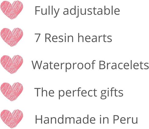 سبعة أساور على شكل قلب الصداقة للنساء، حبة صغيرة. سلك خيط قابل للتعديل، صناعة يدوية. عيد المرأة والأم. هدية خاصة لعيد الحب أو عيد الميلاد. in Kuwait