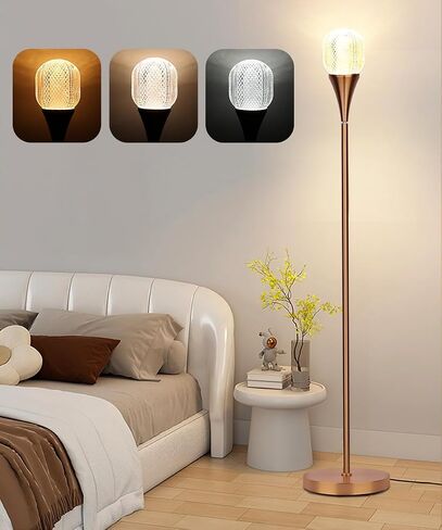 Modern Globe Floor Lamp, Minimalist Room Decor Standing Lamp, Dimmable LED Tall Floor Light for Living Room, Bedroom Decor, Full Range Dimming, Adjustable Color Temperature - Gold/Antique Brass in Saudi Arabia