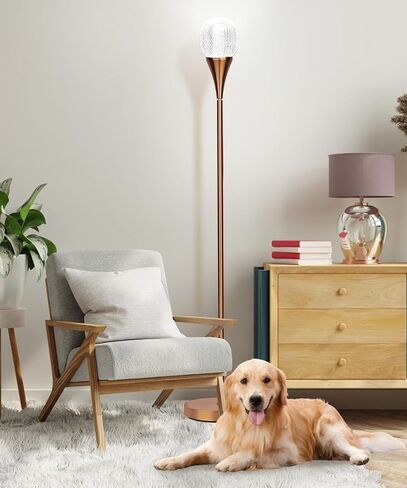 Modern Globe Floor Lamp, Minimalist Room Decor Standing Lamp, Dimmable LED Tall Floor Light for Living Room, Bedroom Decor, Full Range Dimming, Adjustable Color Temperature - Gold/Antique Brass in Saudi Arabia