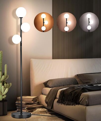 Modern Globe Floor Lamp, Minimalist Room Decor Standing Lamp, Dimmable LED Tall Floor Light for Living Room, Bedroom Decor, Full Range Dimming, Adjustable Color Temperature - Gold/Antique Brass in Saudi Arabia