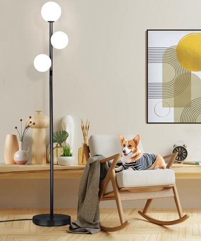 Modern Globe Floor Lamp, Minimalist Room Decor Standing Lamp, Dimmable LED Tall Floor Light for Living Room, Bedroom Decor, Full Range Dimming, Adjustable Color Temperature - Gold/Antique Brass in Saudi Arabia
