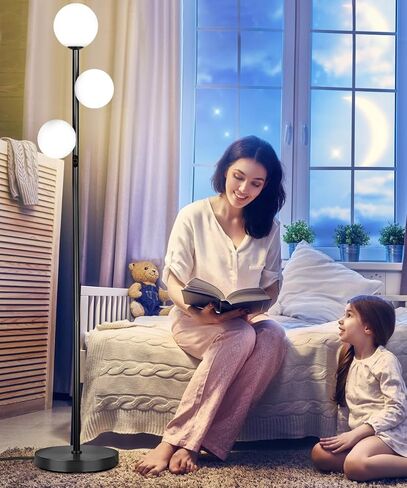Modern Globe Floor Lamp, Minimalist Room Decor Standing Lamp, Dimmable LED Tall Floor Light for Living Room, Bedroom Decor, Full Range Dimming, Adjustable Color Temperature - Gold/Antique Brass in Saudi Arabia