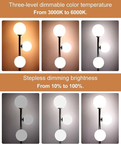 Modern Globe Floor Lamp, Minimalist Room Decor Standing Lamp, Dimmable LED Tall Floor Light for Living Room, Bedroom Decor, Full Range Dimming, Adjustable Color Temperature - Gold/Antique Brass in Saudi Arabia