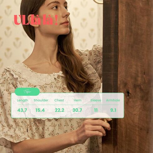 ULLALA Pajamas for Women Vintage Short sleeved 40'S Cotton Lili One-Piece Cream Soft Sleepwear 1Piece one Size in Kuwait