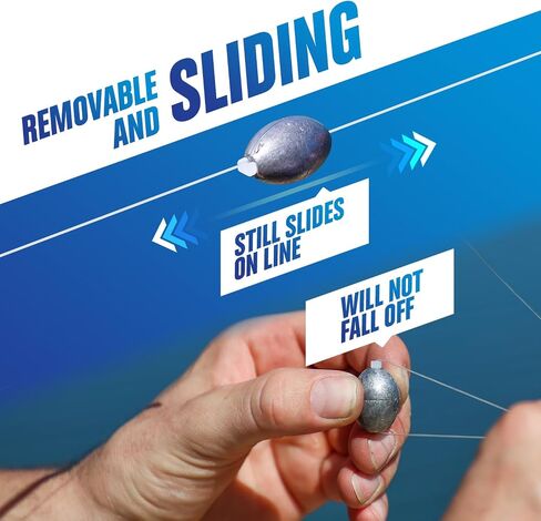 Removable & Knotless Fishing Weights for Saltwater Fishing, Tackle Sliding Sinkers for Line & Rod, Oval Fishing Equipment for Sea, Lake in Saudi Arabia
