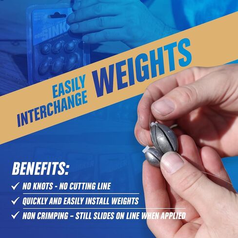 Removable & Knotless Fishing Weights for Saltwater Fishing, Tackle Sliding Sinkers for Line & Rod, Oval Fishing Equipment for Sea, Lake in Saudi Arabia