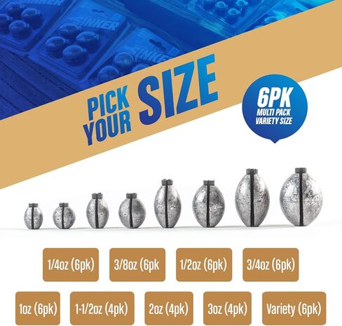 Removable & Knotless Fishing Weights for Saltwater Fishing, Tackle Sliding Sinkers for Line & Rod, Oval Fishing Equipment for Sea, Lake in Saudi Arabia