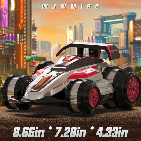 1:14 Drift Remote Control Stunt Car 2.4GHz 4WD RC Cars Rotating 360 Degrees Vehicle Toys with Lights Music, Upright Walking Four-Wheeled Rollover Toy Car Gifts for Boys Girls 6-12 Year（Red）… in Saudi Arabia