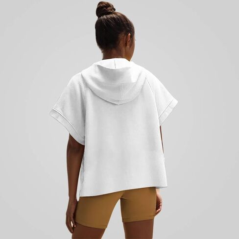 Half Zip Hoodies For Womens Lulu Short Sleeve Pullover Tops Lemon Summer Oversized Sweatshirts With Pockets 2024 in Saudi Arabia