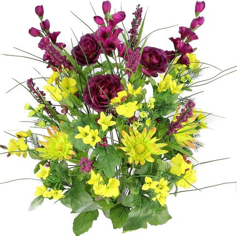 Admired By Nature 30 جذع زهور اصطناعية مجد الصباح وحوذان بوش الربيع ترتيب الزهور الصناعية للديكور المنزلي لحفلات الزفاف في الأماكن المغلقة، وديكورات المقبرة، TURQ/LIL/CEL in Kuwait